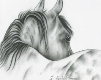 Dessin Original De Charbon De Bois Cheval 11 X 14 Etsy