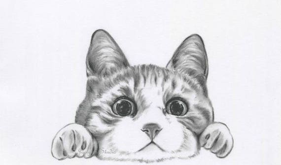 Uitgelezene Houtskool Kitty Kat tekening originele kat schets houtskool | Etsy TT-11