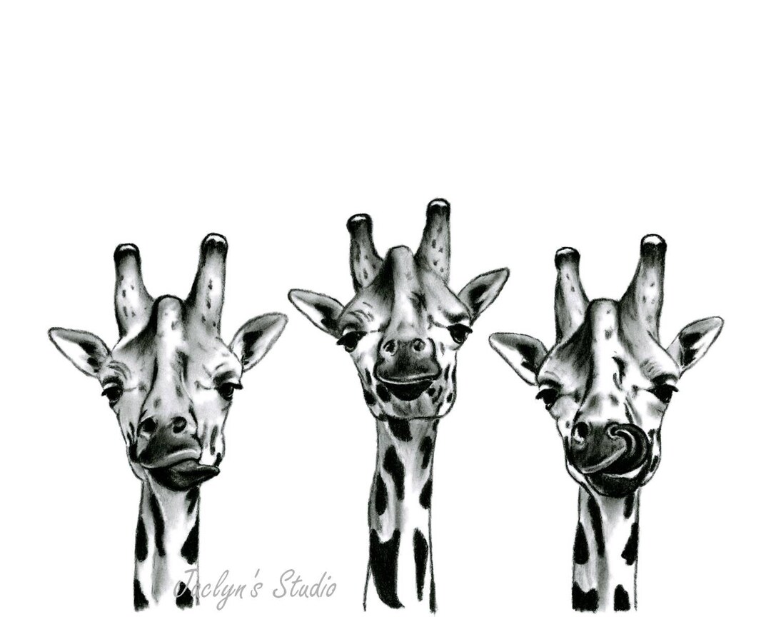 Giraffe Art, 8x10 Giraffe Giclee Print, Charcoal Giraffe Drawing, Nursery Art, Giraffe Sketch