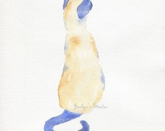 Original Watercolor Cat, Watercolor Siamese Cat, 8"x10" cat painting, Cat Art, Siamese Cat Art, Cat Painting, Cat Sketch, Watercolor Feline
