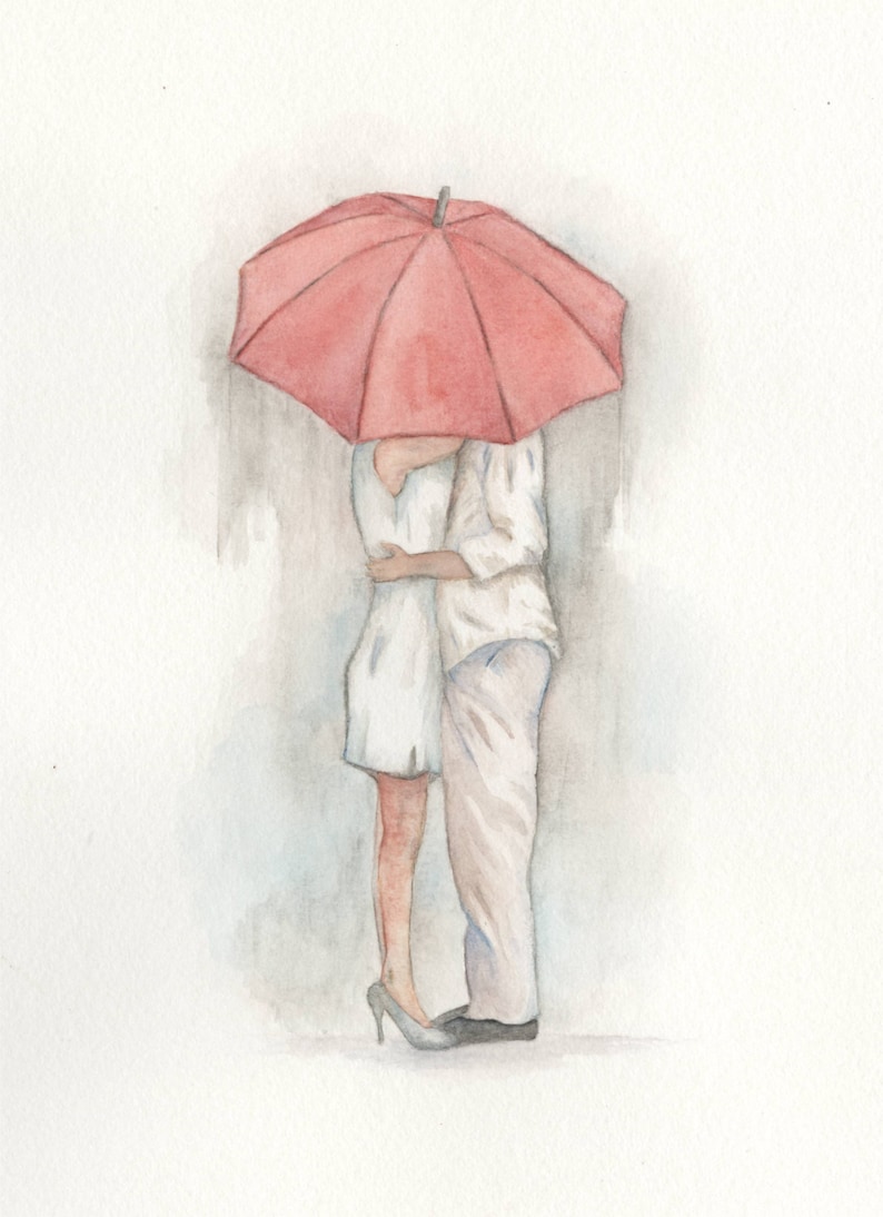 Watercolor Red Umbrella Art 8x10 Giclee Print Etsy