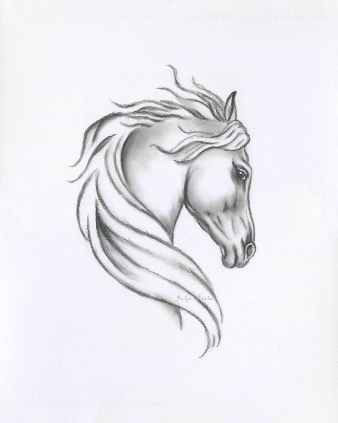 ORIGINAL Horse Sketch Charcoal Horse Drawing - Etsy