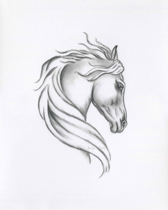 Wonderbaar ORIGINELE schets van het paard houtskool paard tekenen van 8 | Etsy YA-49