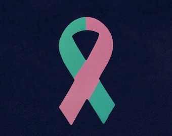 Small Pink /& Teal Ribbon Magnet