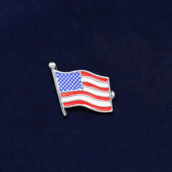 Small American Flag Pins, USA Flag Lapel Pins for Memorial Day, Veterans, Fourth of July Parades, Events - Bulk Quantities Available