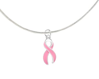 Pink Ribbon Awareness Necklaces for Breast Cancer Awareness Gift Giving
