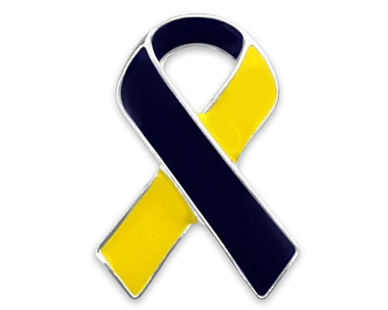 Blue & Yellow Ribbon Awareness Pins Etsy