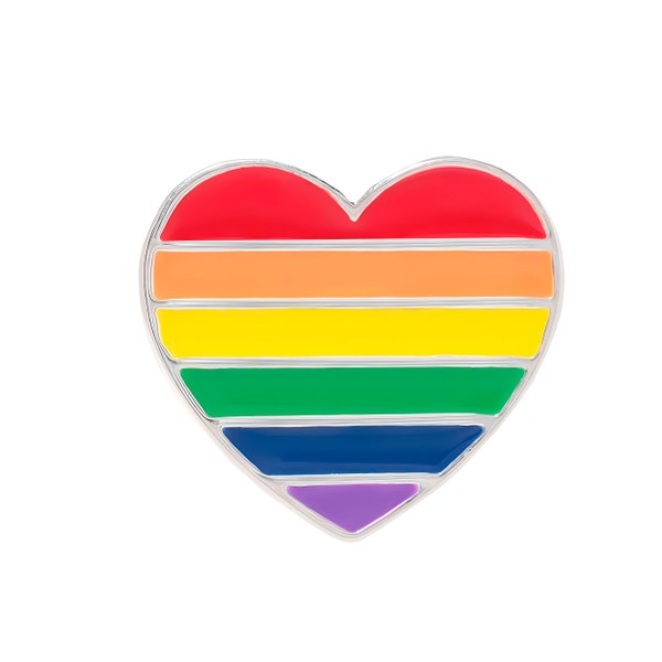 Spille del Gay Pride con cuore arcobaleno - Spille da bavero a forma di cuore a strisce arcobaleno LGBTQ per sfilate ed eventi del Pride - Disponibili in quantità sfuse