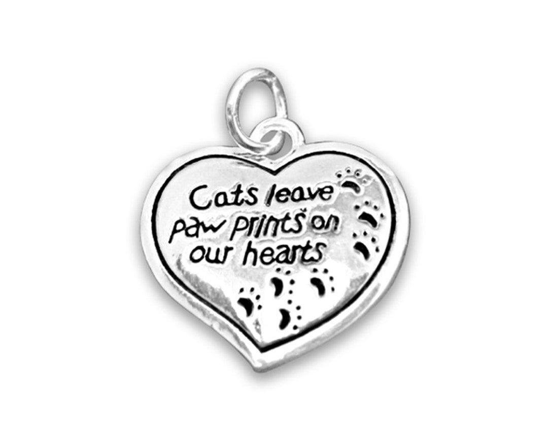 Silver Baby Cat Charm With Heart Cutout, Kitty Cat Charms, Cat