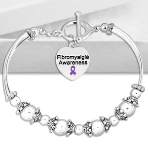 Fibromyalgia Awareness Partial Beaded Bracelets for Fundraising, Awareness, Gift Giving, Events - Bulk Quantities Available