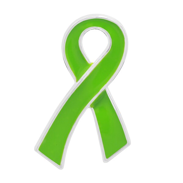 Large Lime Green Ribbon Awareness Lapel Pins for Lyme Disease, Lymphoma, Non Hodgkin's Lymphoma Awareness and Fundraising - Bulk Quantities