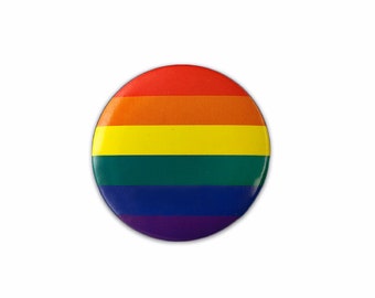 Inexpensive Round Rainbow Striped Button Pins, Rainbow Gay Pride Flag Circle Shaped Pins for Parades & Events - Bulk Quantities Available