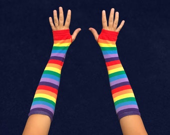 Rainbow Pride Fingerless Elbow Length Gloves - Perfect LGBTQ Gift Ideas!