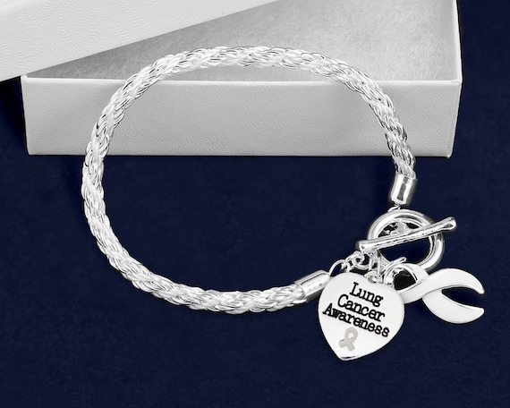 Fundraising For A Cause Chunky Purple Ribbon Charm on Black Cord Bracelet Retail