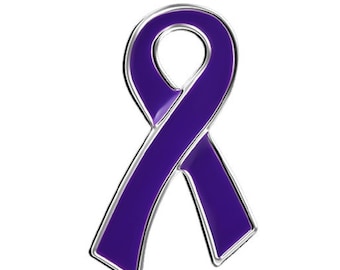 Purple Ribbon Awareness Pins for Alzheimer's, Cancer, Lupus, Crohn's, Cystic Fibrosis Fundraising, Gift Giving - Bulk Quantities Available