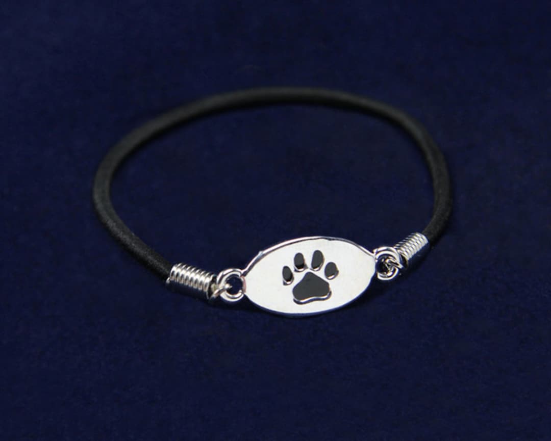 Black Paw Print Stretch Bracelets for Animal Lovers, Rescue Groups