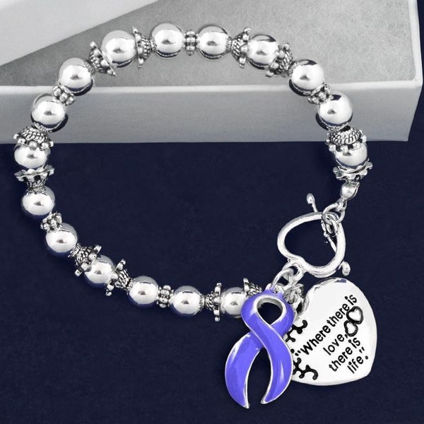 Periwinkle Ribbon Awareness Bracelets for Esophageal Cancer, Stomach Cancer, Eating Disorders, Anorexia Fundraising, Gifts - Bulk Quantities