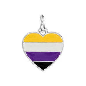 Non-Binary Heart Shaped Charms for Pride Parades, Gift Giving, LGBTQ Events - Bulk Quantities Available
