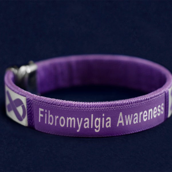 Fibromyalgia Awareness Bangle Bracelets, Purple Ribbon Fibromyalgia Bracelets for Awareness and Fundraising - Bulk Quantities Available