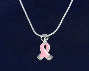 Small Pink Ribbon Necklaces