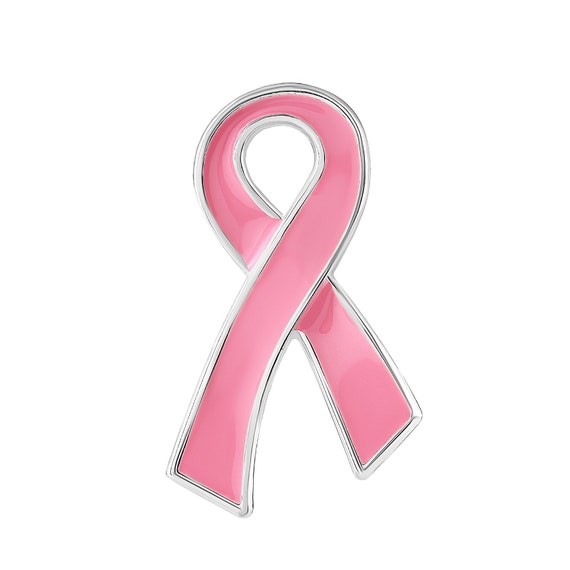 Cute Flat Pink Ribbon Awareness Pin for Breast Cancer 