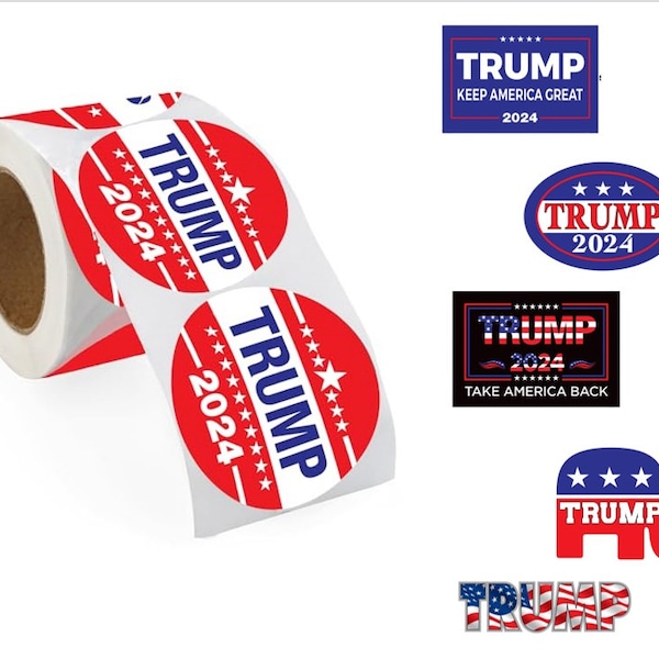 Trump Election Stickers (Various Styles) - Make American Great Again, Republican Election Stickers, Donald Trump Flag- 250 Stickers per Roll