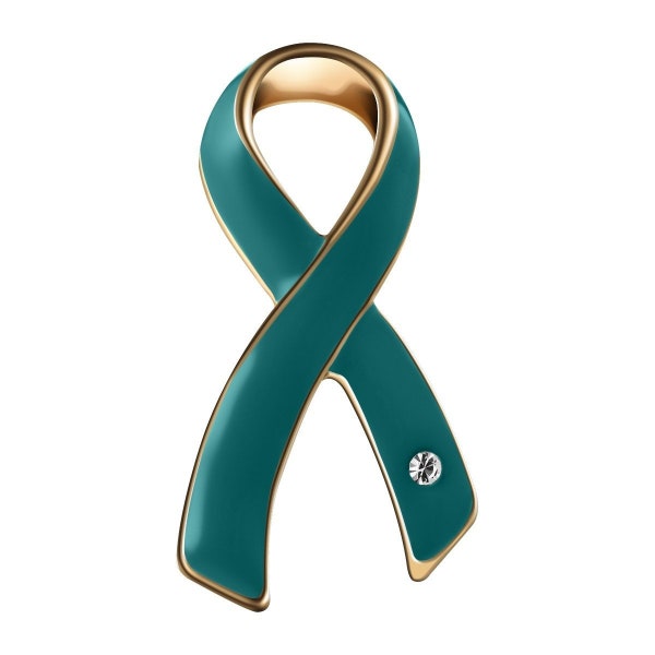 Large Teal Ovarian Cancer Ribbon Pins