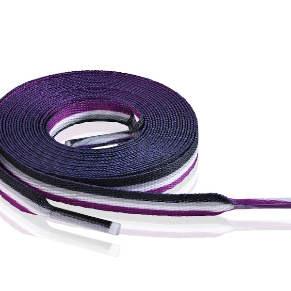 Asexual Flag Striped Shoelaces for Gay Pride Parades, LGBTQ Events, Fundraising, Walks, Resell, Premiums - Bulk Quantities Available