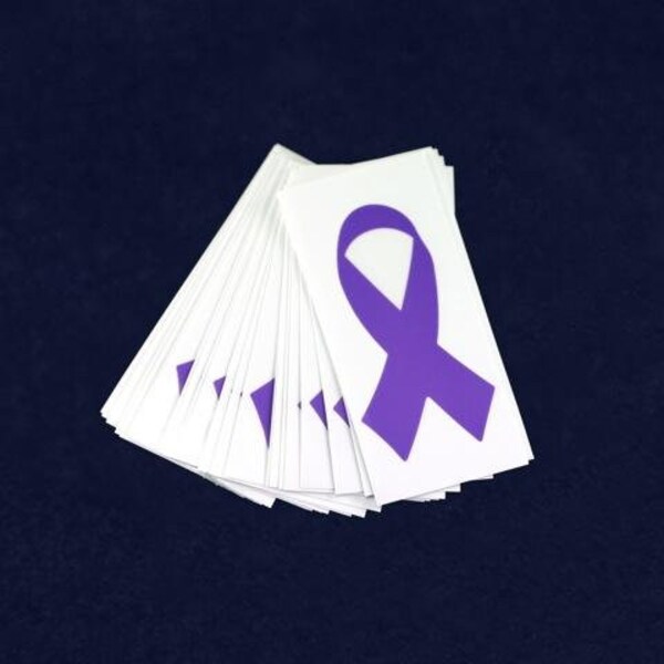 Small Purple Ribbon Decals For Alzheimer's, Pancreatic Cancer, Domestic Violence, Crohn's, Lupus, Fibromyalgia Awareness