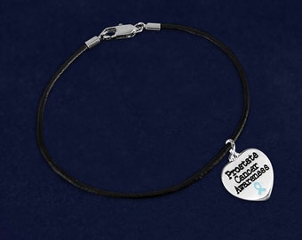 Prostate Cancer Awareness Heart Leather Bracelets