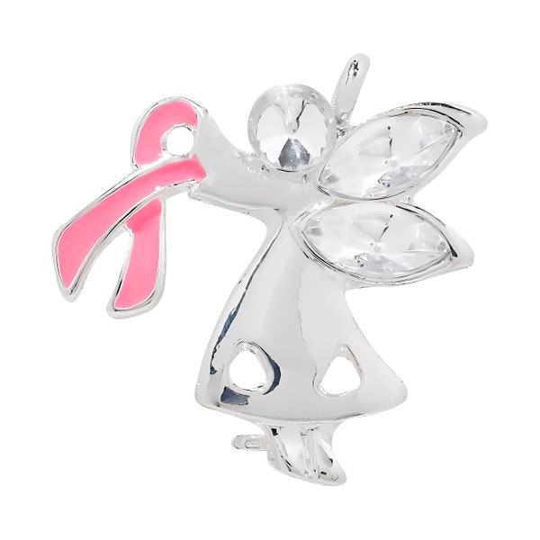 Pink Ribbon Angel By My Side Pins, Breast Cancer Angel Ribbon Pins for Awareness, Fundraising, Gift Giving - Available in Bulk Quantities