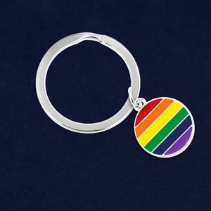 Rainbow Pride Key Chain - Rainbow Circle Keychain - Gay Pride Keychain