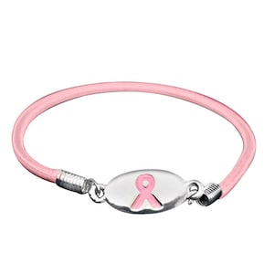 Pretty Pink Ribbon Awareness Stretch Bracelet for Breast Cancer Awareness, Gift Giving and Fundraising - Bulk Quantities Available