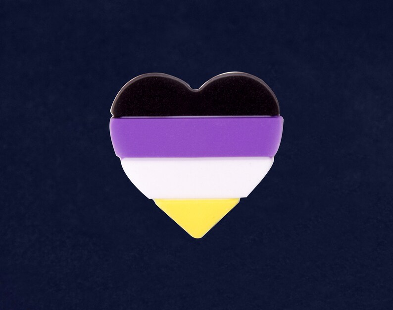 Silicone Non-Binary LGBTQ Pride Heart Pins