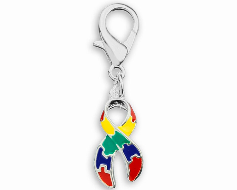Large Autism Ribbon Hanging Charms for Pet Collars, Purses, Fundraising, Gift Giving, Events Available in Bulk Quantities image 1