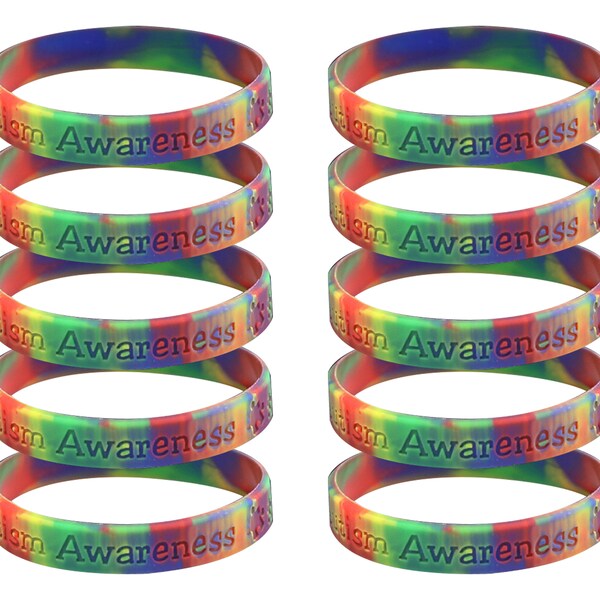 Child Autism Awareness Silicone Bracelet Wristbands - Autism Asperger's Jelly Silicone Bracelets - Bulk Quantities Available