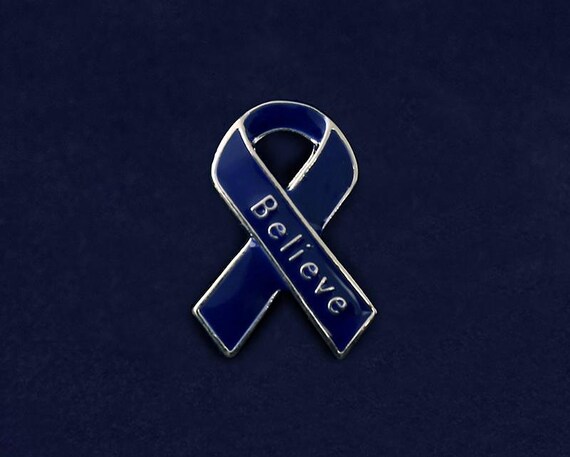 Buy Believe Dark Blue Ribbon Awareness Lapel Pins for Colon Cancer, Child  Abuse, Arthritis Fundraising, Gift Giving Bulk Quantities Available Online  in India 