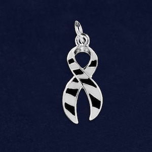 Zebra Print Ribbon Charms for Rare Disease, Ehlers-Danlos, Neuroendocrine Cancer Awareness, Jewelry Making, Fundraising - Bulk Quantities
