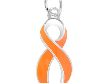 Large Orange Ribbon Charms for Leukemia, Multiple Sclerosis Awareness, Fundraising, Jewelry Making - Bulk Quantities Available