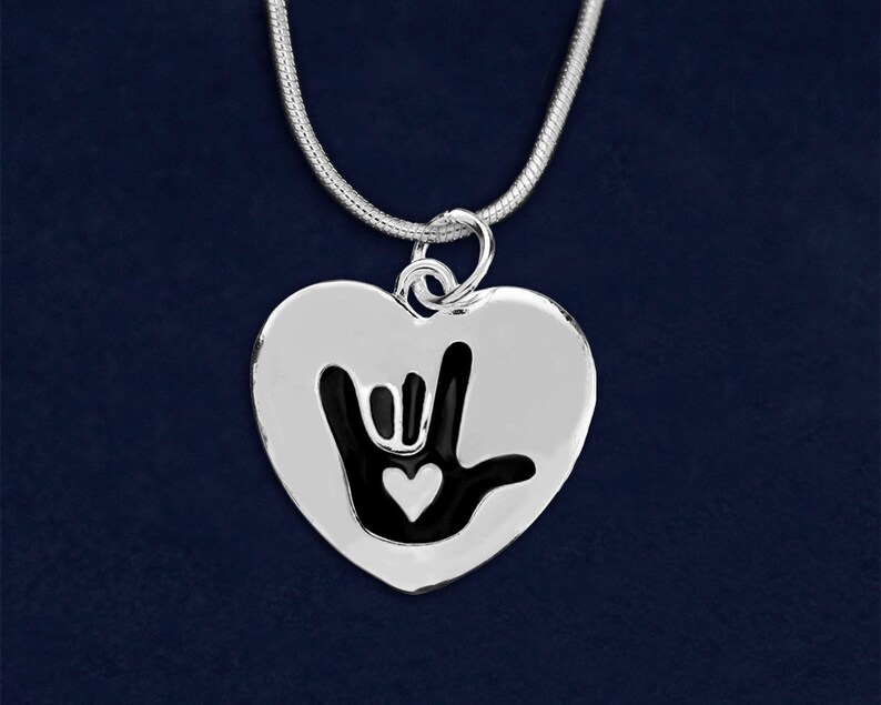 Fundraising For A Cause Black Cord Deaf Awareness Heart Charm