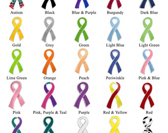 Awareness Ribbon Pins (Pick Your Color), Cancer Ribbons, Disease Ribbon Pins & Survivor Gift, Inspirational, Fundraising - Bulk Quantities