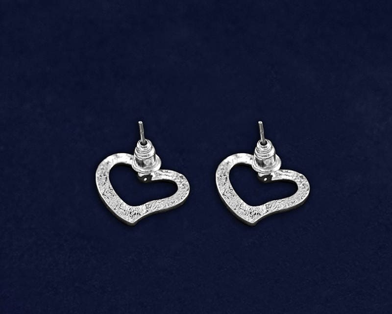 Silver Open Heart Stud Earrings | Etsy