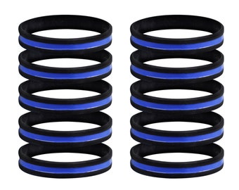 Braccialetti in silicone sottile linea blu per supporto della polizia per supporto delle forze dell'ordine, raccolta fondi, sensibilizzazione - Quantità sfuse disponibili