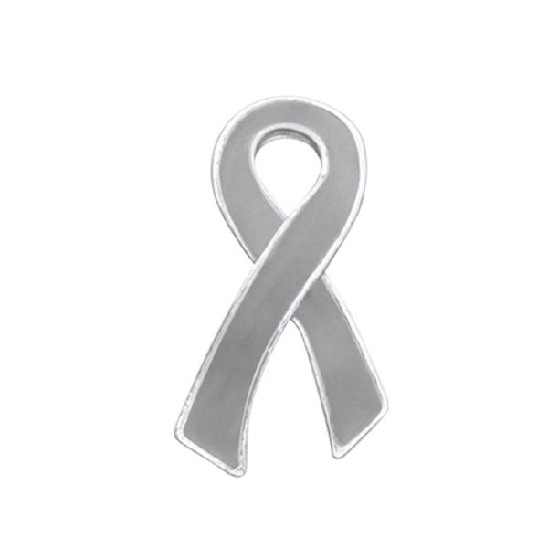 Gray Ribbon Lapel Pin for Brain Cancer, Parkinson's Disease, Diabetes, Aphasia, Asthma Awareness and Fundraising- Bulk Quantities Available