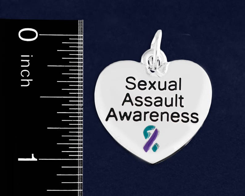 10 Charms 10 Heart Sexual Assault Awareness Charms in a Bag C-129-32SE