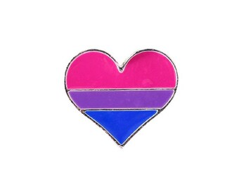 Bisexual Heart Shaped Flag Pins - Bisexual PRIDE LGBTQ Flag Lapel Pins for Pride Parades, Events, Resell - Available in Bulk Quantities