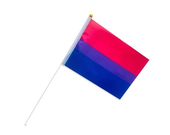 Small Bisexual Nylon Flags on a Stick for PRIDE Parades, Events - Bulk Quantities Available