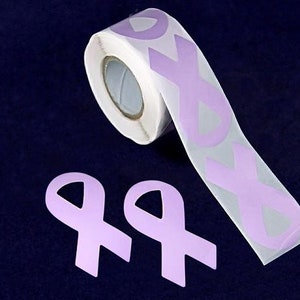 250 Large Lavender Ribbon Stickers for Epilepsy Awareness (250 Stickers per Roll()