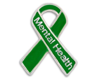 Mental Health Awareness Pins, Green Ribbon Pins for Mental Health Awareness, Fundraising, Gift Givnig - Bulk Quantities Available