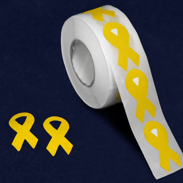 250 Small Yellow Ribbon Stickers for Bladder Cancer, Missing Children, Amber Alert, Military Support  Awareness, Fundraising (250 Sticker)